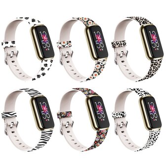 Fitbit Luxe - Sportbandje met print - Maat: Large - Hondenpootjes