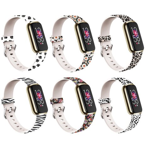 Fitbit Luxe - Sportbandje met print - Maat: Large - Hondenpootjes