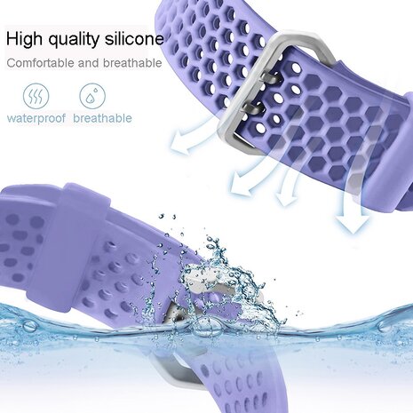 Bandje met gaatjes - Lavendel - Geschikt voor Apple Watch 38mm / 40mm / 41mm / 42mm